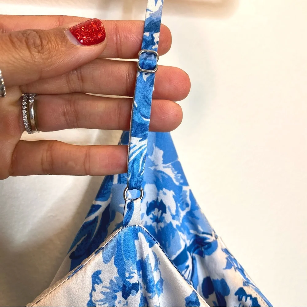 REFORMATION blue & white silk floral dress π - Picture 9 of 13